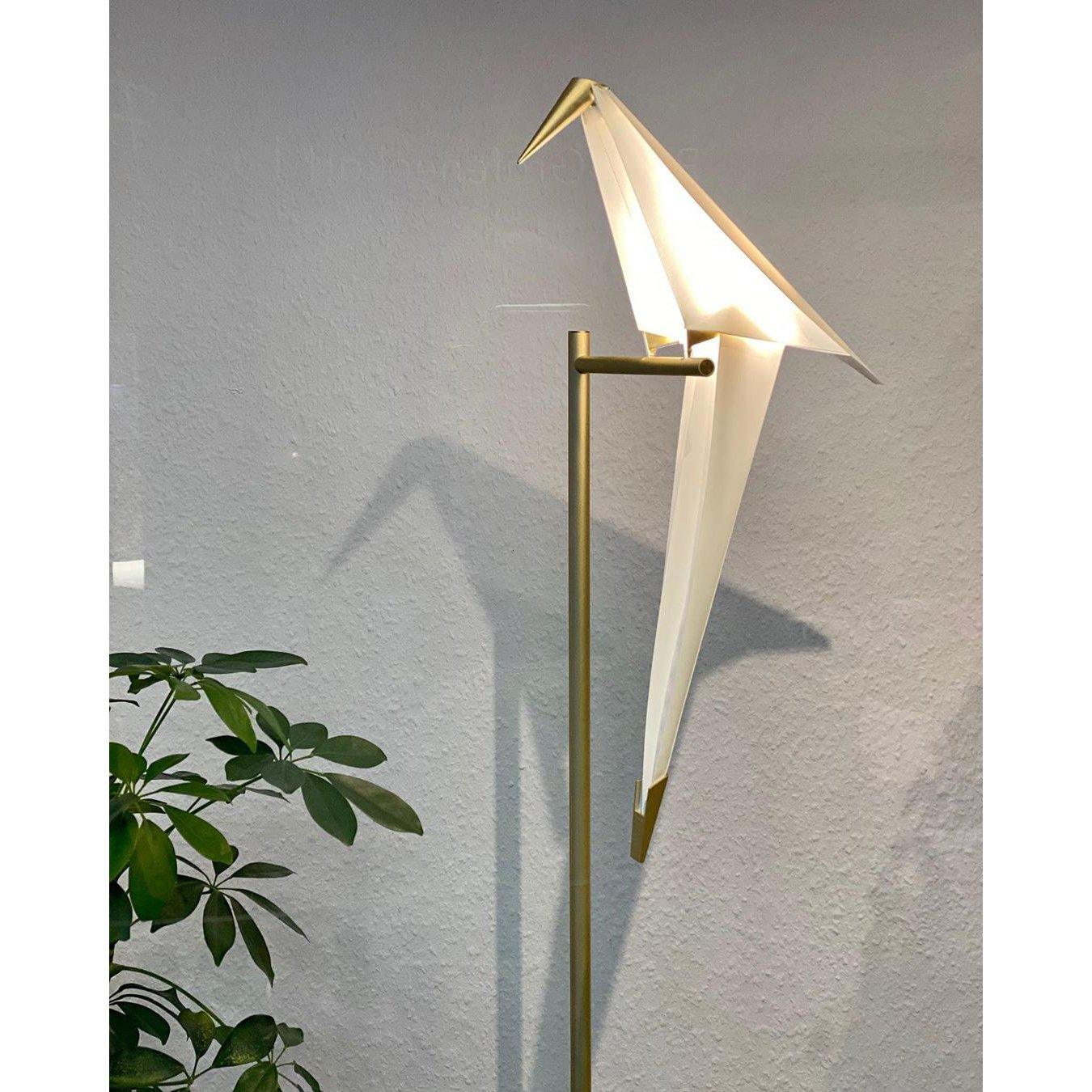 Paper Crane Bird Table Lamp | Integrated LED | Gold & White