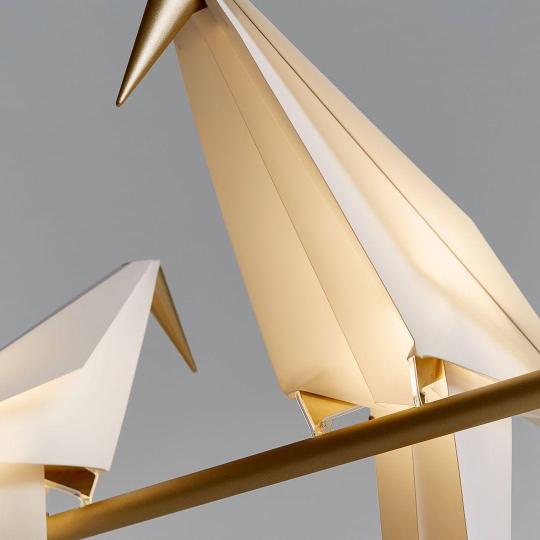 Paper Crane Bird Table Lamp | Integrated LED | Gold & White