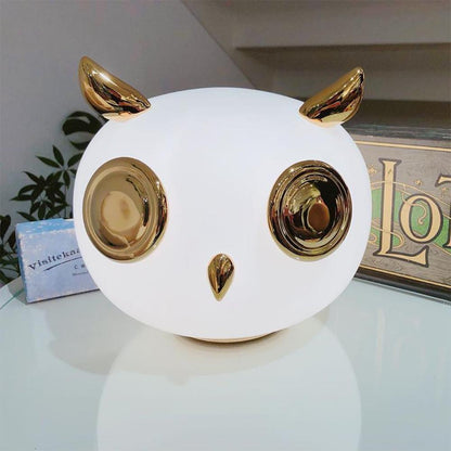 Animal Table Lamp | Frosted Glass & Gold Accents | Owl, Rabbit & Penguin Characters