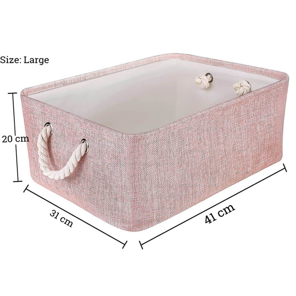 Foldable Storage Box | Pink Canvas & EVA | Small, Medium, Large
