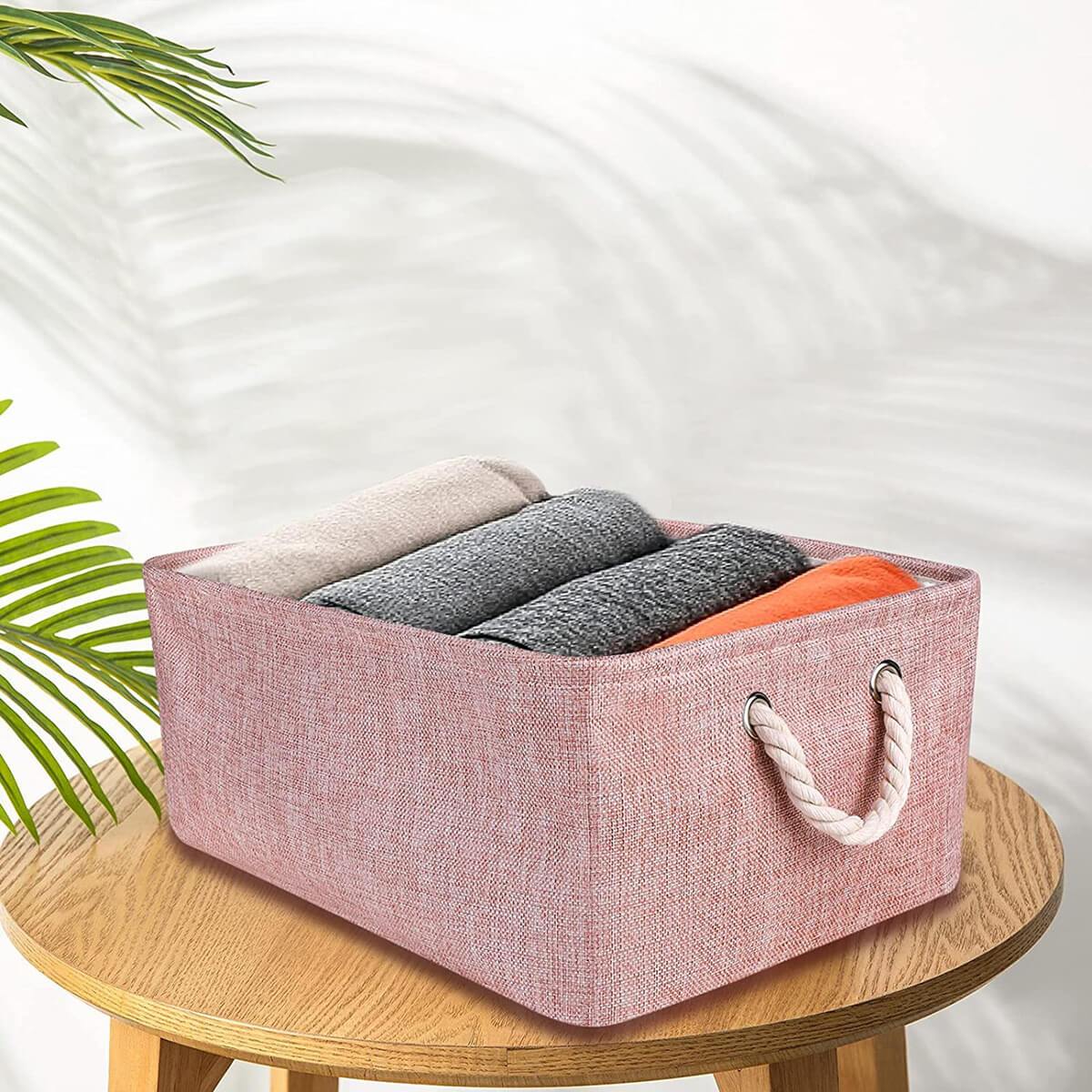Foldable Storage Box | Pink Canvas & EVA | Small, Medium, Large