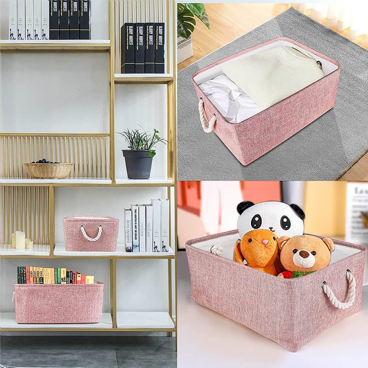 Foldable Storage Box | Pink Canvas & EVA | Small, Medium, Large