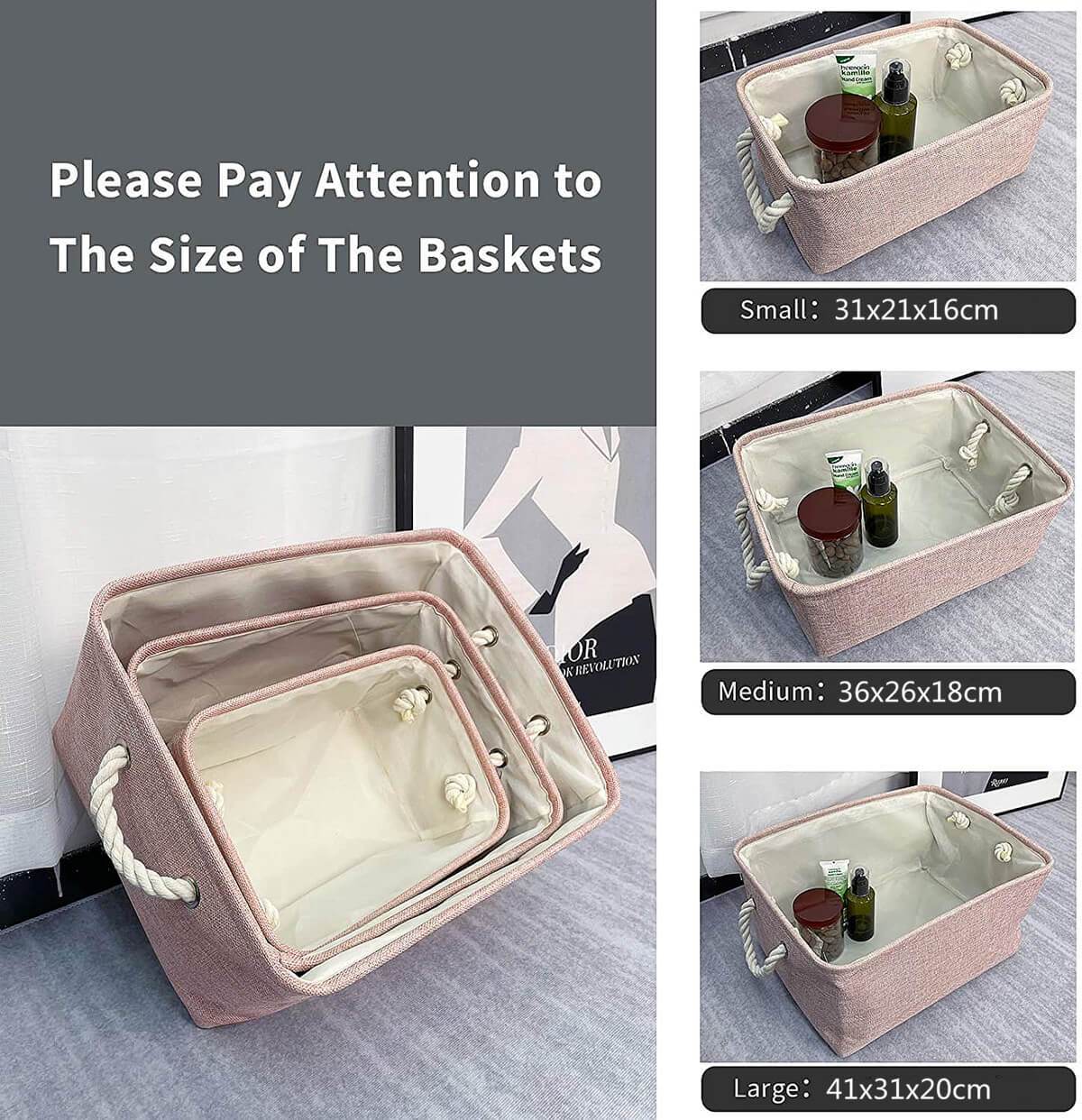 Foldable Storage Box | Pink Canvas & EVA | Small, Medium, Large