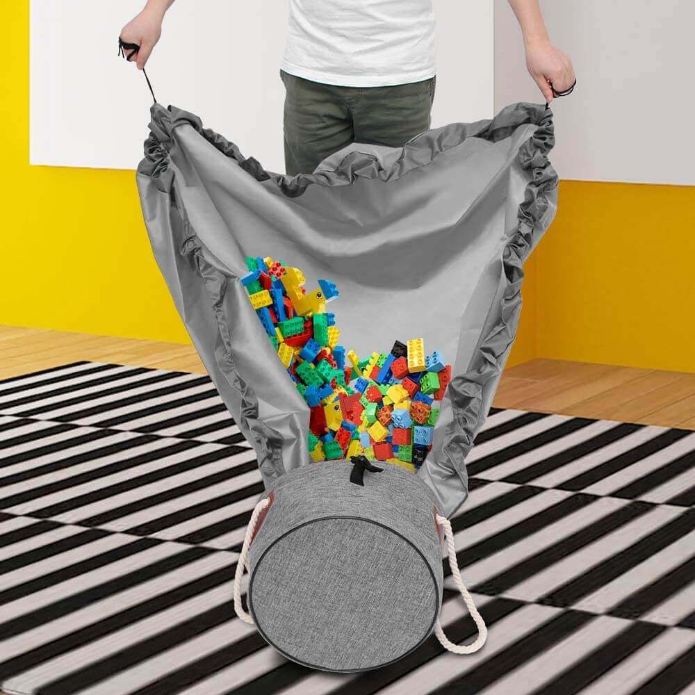 Portable Play Mat & Toy Storage Basket | Durable Fabric with Soft Handles | 30 cm Diameter