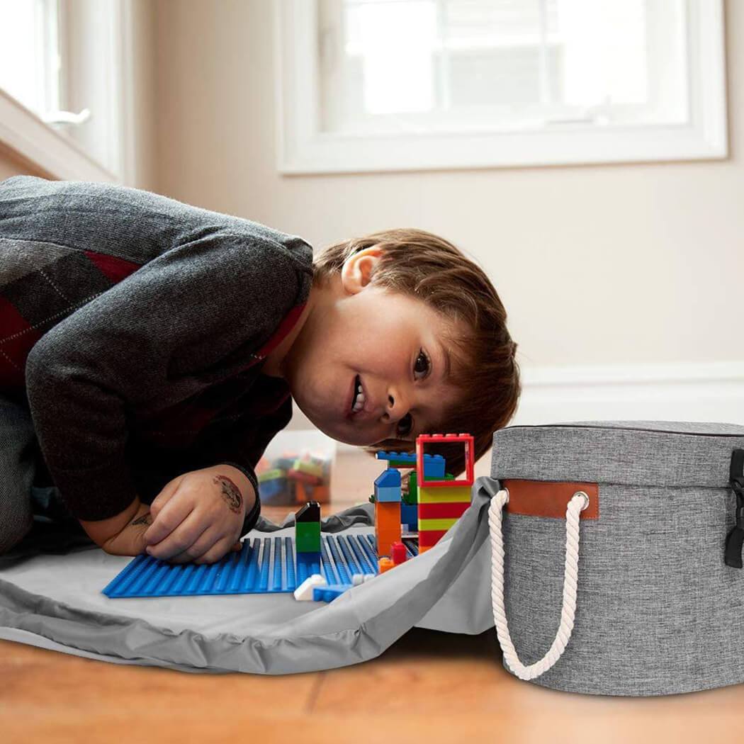 Portable Play Mat & Toy Storage Basket | Durable Fabric with Soft Handles | 30 cm Diameter