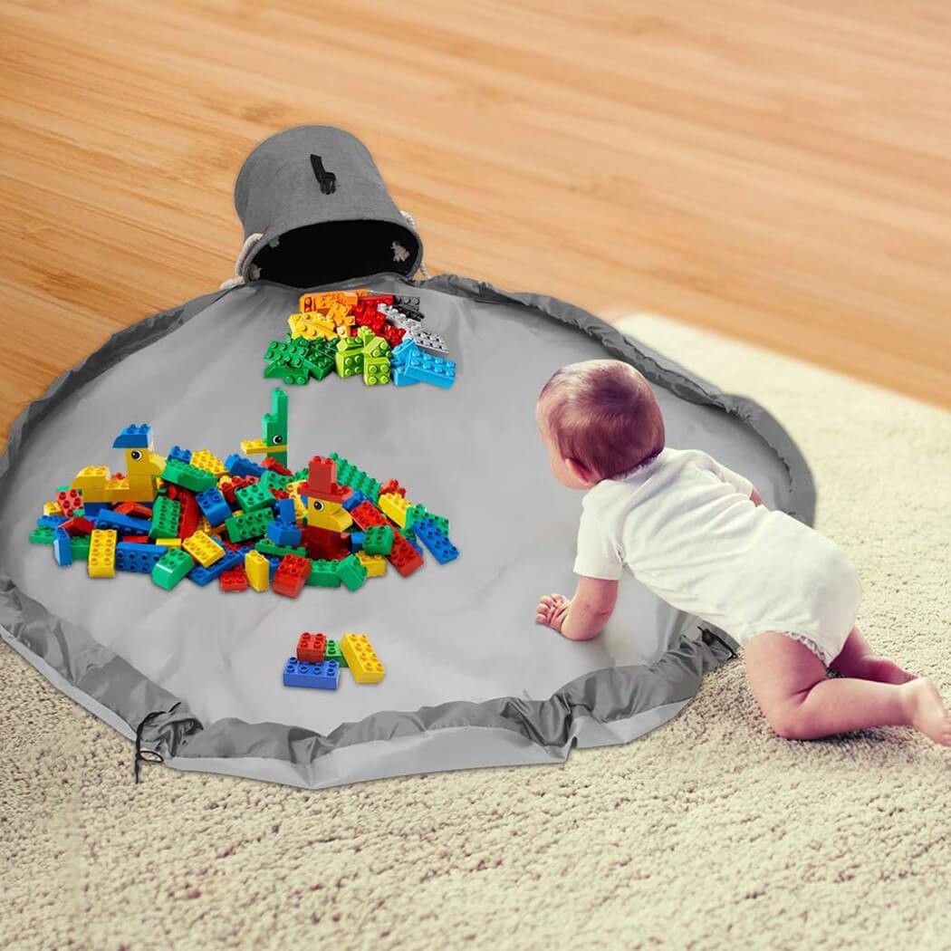 Portable Play Mat & Toy Storage Basket | Durable Fabric with Soft Handles | 30 cm Diameter