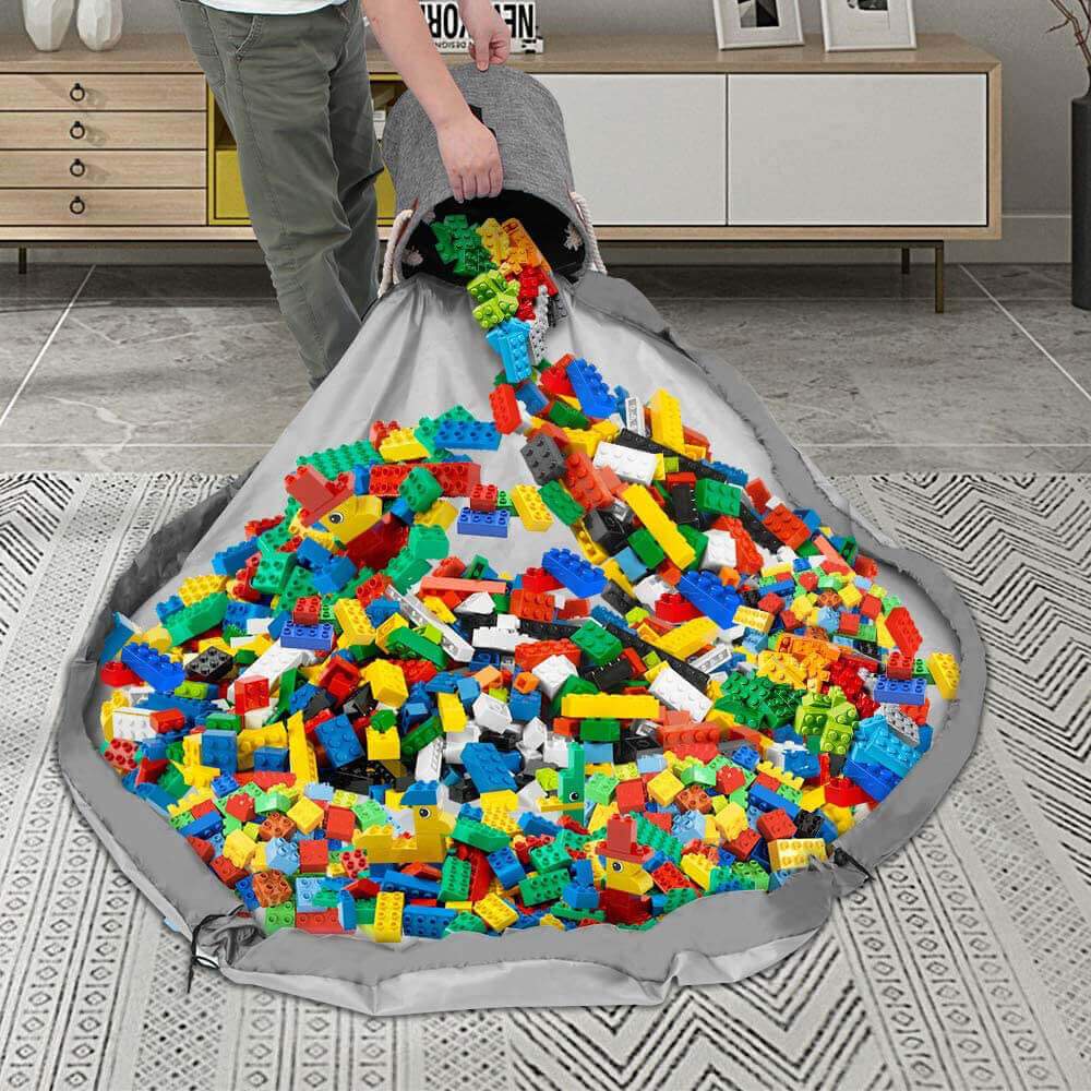 Portable Play Mat & Toy Storage Basket | Durable Fabric with Soft Handles | 30 cm Diameter
