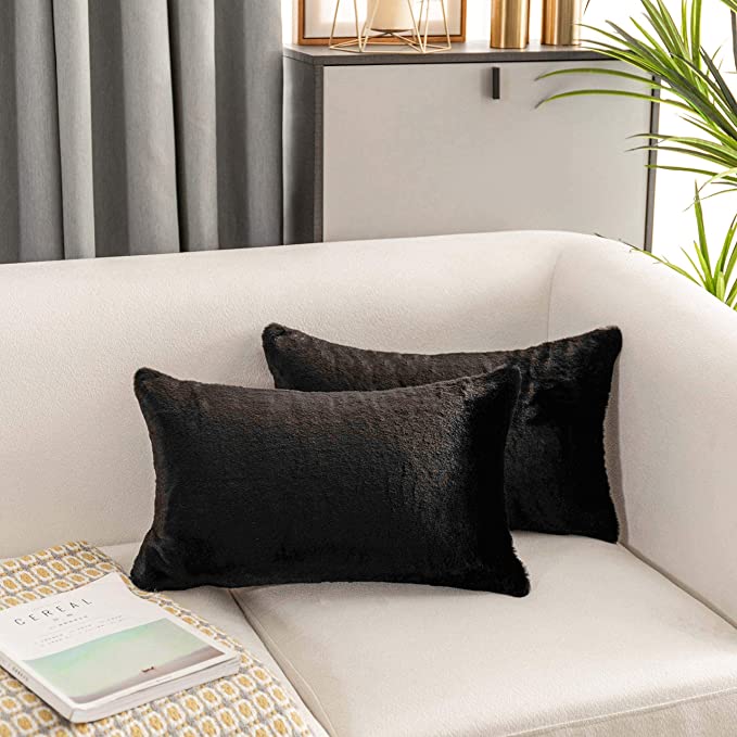 Super Soft Fluffy Rectangular Rabbit Fur 2-pack Pillows Cushion Covers
