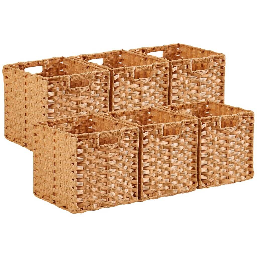 Hand-Woven Polyrattan Storage Cube | Waterproof & Anti-Mould | Set of 2, Popcorn Beige