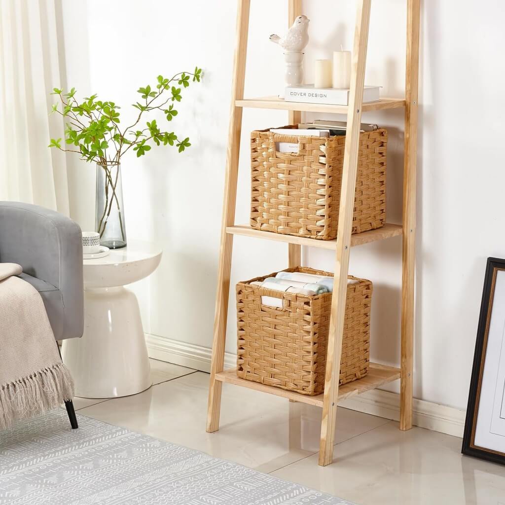 Hand-Woven Polyrattan Storage Cube | Waterproof & Anti-Mould | Set of 2, Popcorn Beige