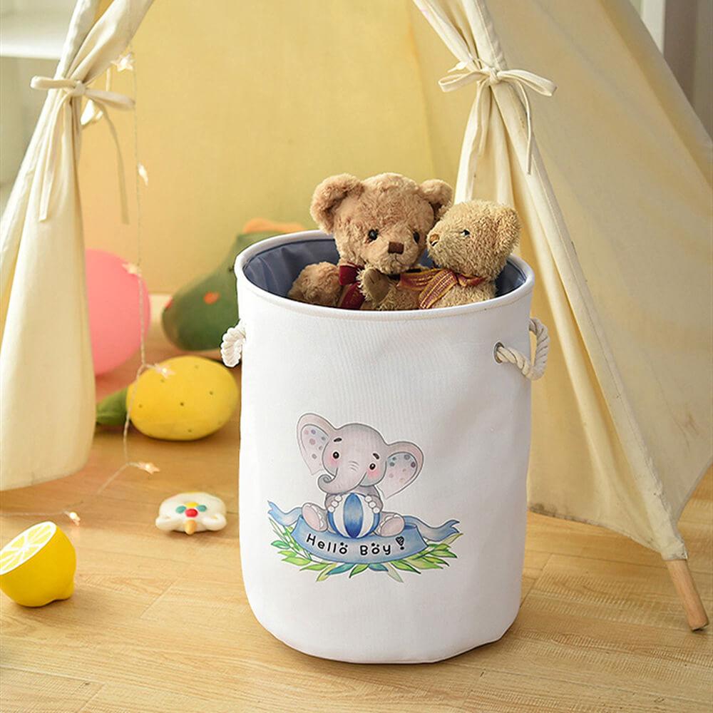 Round Laundry Basket | Waterproof EVA & Canvas | Pink/Blue