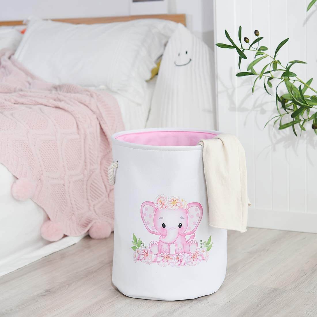 Round Laundry Basket | Waterproof EVA & Canvas | Pink/Blue