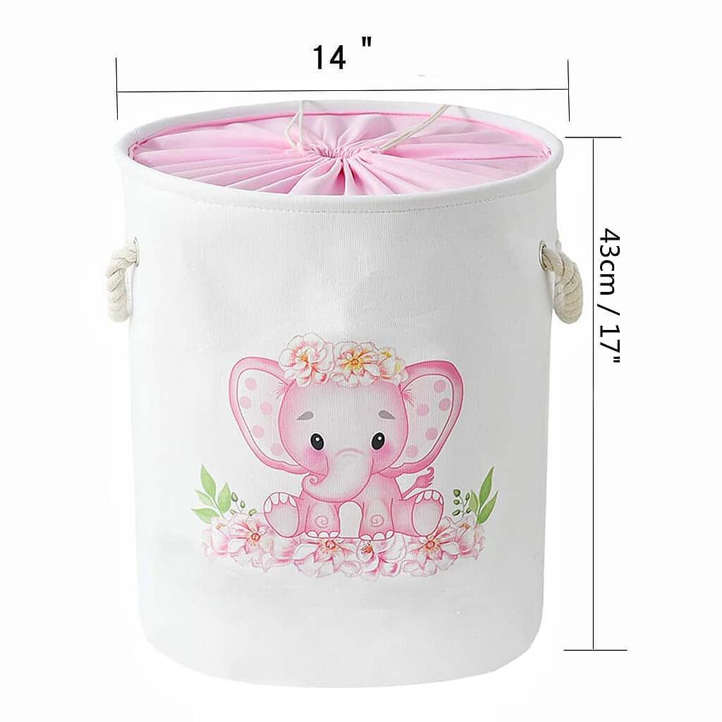 Round Laundry Basket | Waterproof EVA & Canvas | Pink/Blue