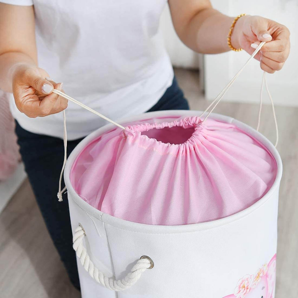 Round Laundry Basket | Waterproof EVA & Canvas | Pink/Blue