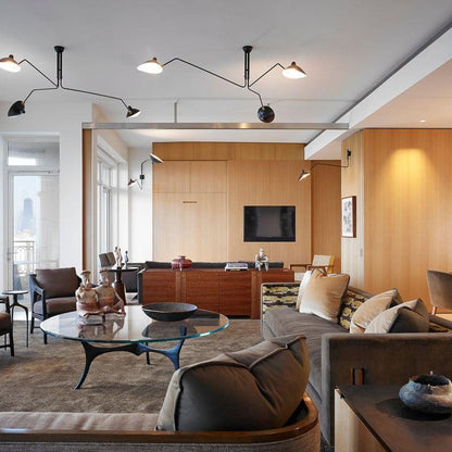 Serge Mouille Ceiling Light | Lacquered Aluminum & Steel | 3-Head Design White/Black