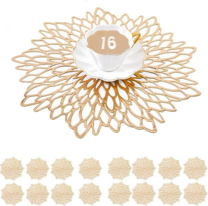 Round Silver Placemats & Coaster Set | Durable Pressed Vinyl | 15.5"