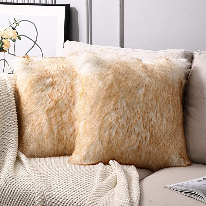 Shaggy Sheep Fur Pillow Covers | Soft Polypropylene | Set of 2