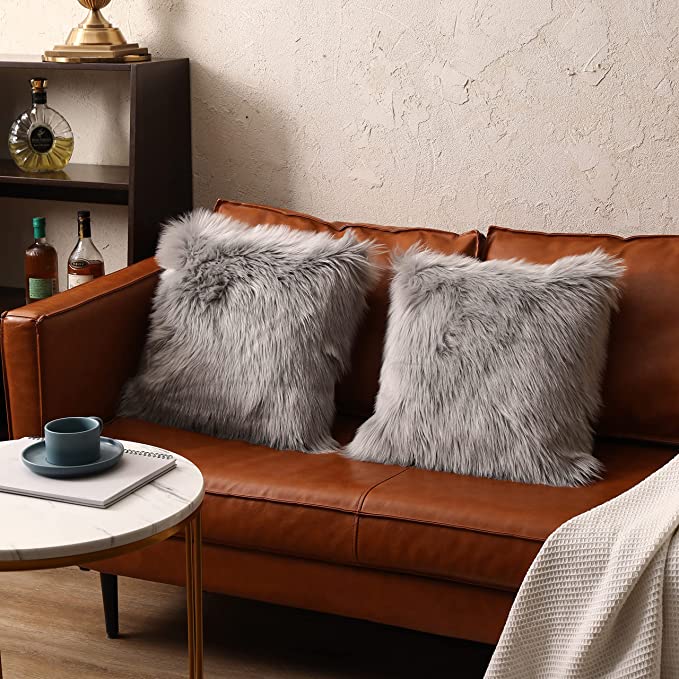 Shaggy Sheep Fur Pillow Covers | Soft Polypropylene | Set of 2
