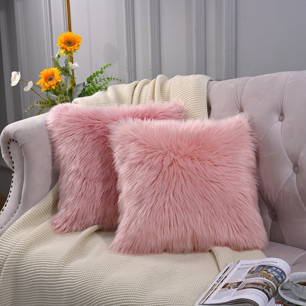 Sheep Fur Pillow Covers | Extra Fluffy & Shaggy | Set of 2
