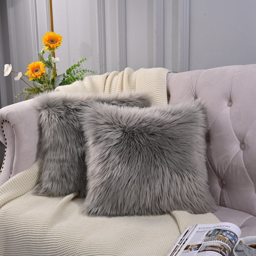 Shaggy Sheep Fur Pillow Covers | Soft Polypropylene | Set of 2