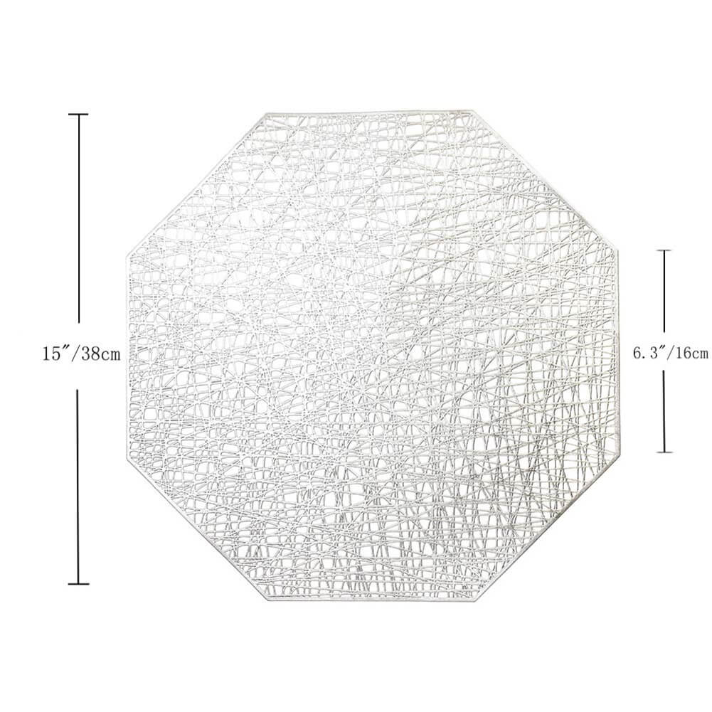 Vinyl Placemats & Coasters | Eco-Friendly PVC | Silver Set of 10