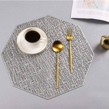 Vinyl Placemats & Coasters | Eco-Friendly PVC | Silver Set of 10