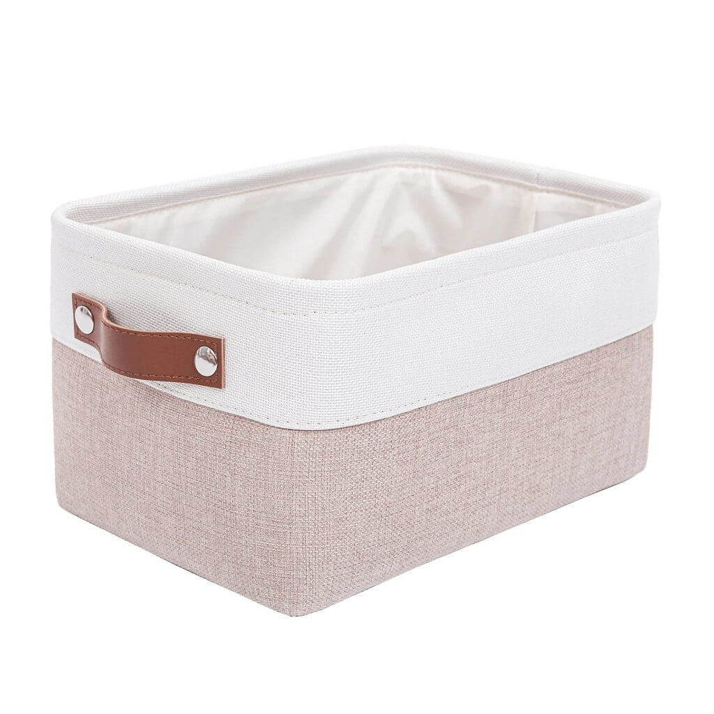 Canvas Storage Basket | White & Khaki | Multiple Sizes Available