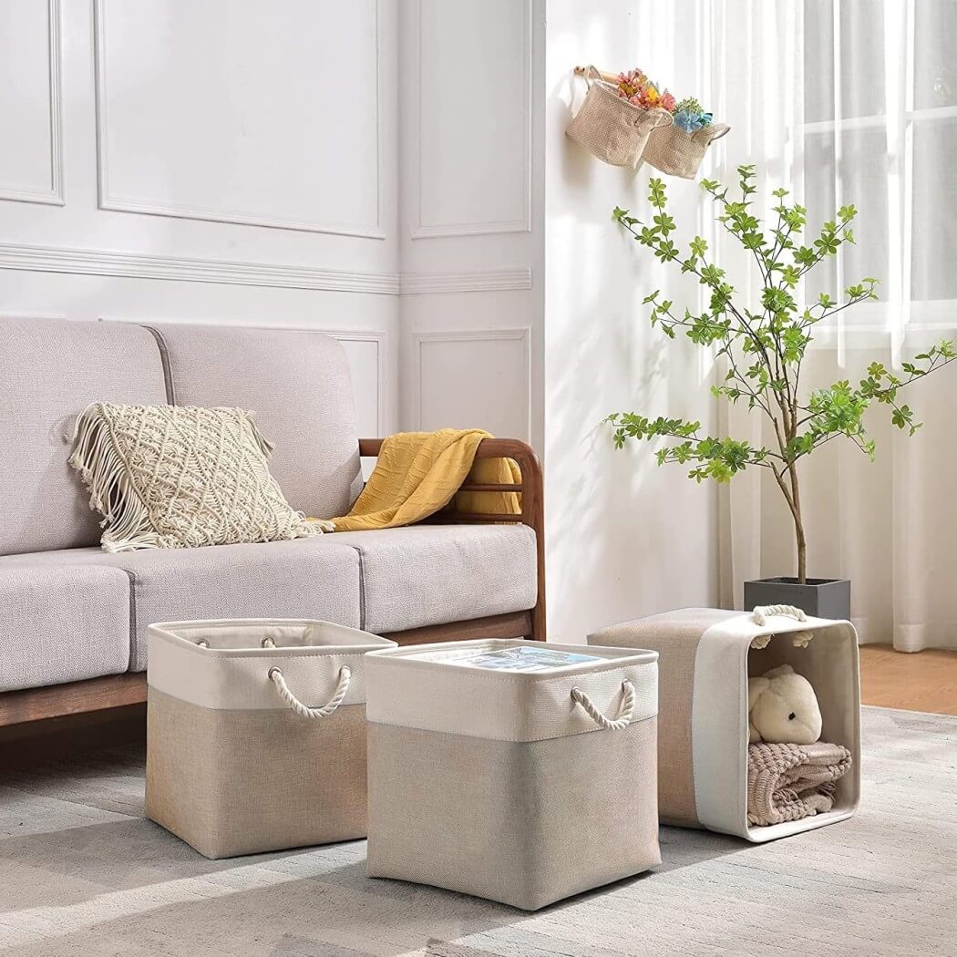 Fabric Storage Baskets | Set of 3 | 30cm Cube