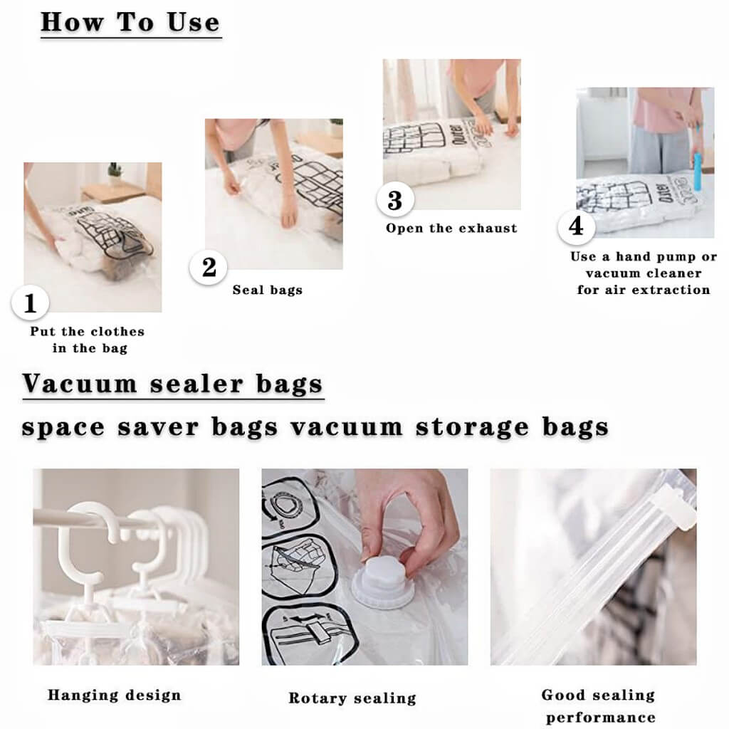 Vacuum Storage Bags for Clothes | Durable & Moisture-Proof | Medium & Large Sizes