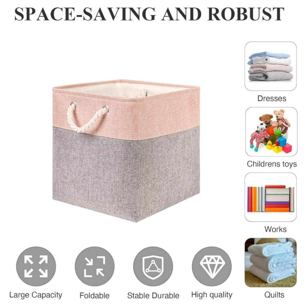 Fabric Storage Baskets | Set of 3 | 30cm Cube