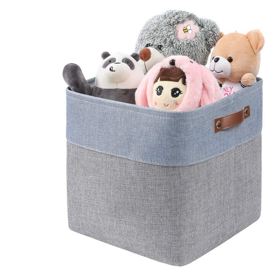 Fabric Storage Cube Boxes | Sturdy Three-Layer Material | Set of 4 (Grey & Blue)