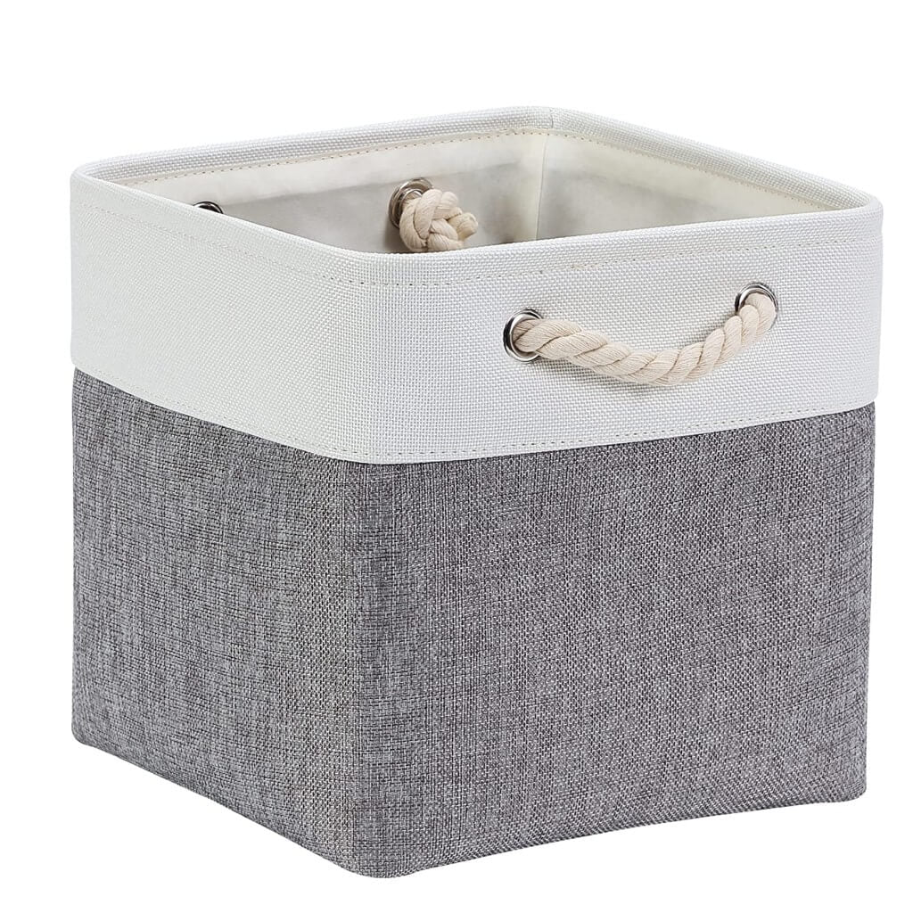 Canvas Storage Cubes | Grey and White Rope Handles | Set of 1, 3, or 4