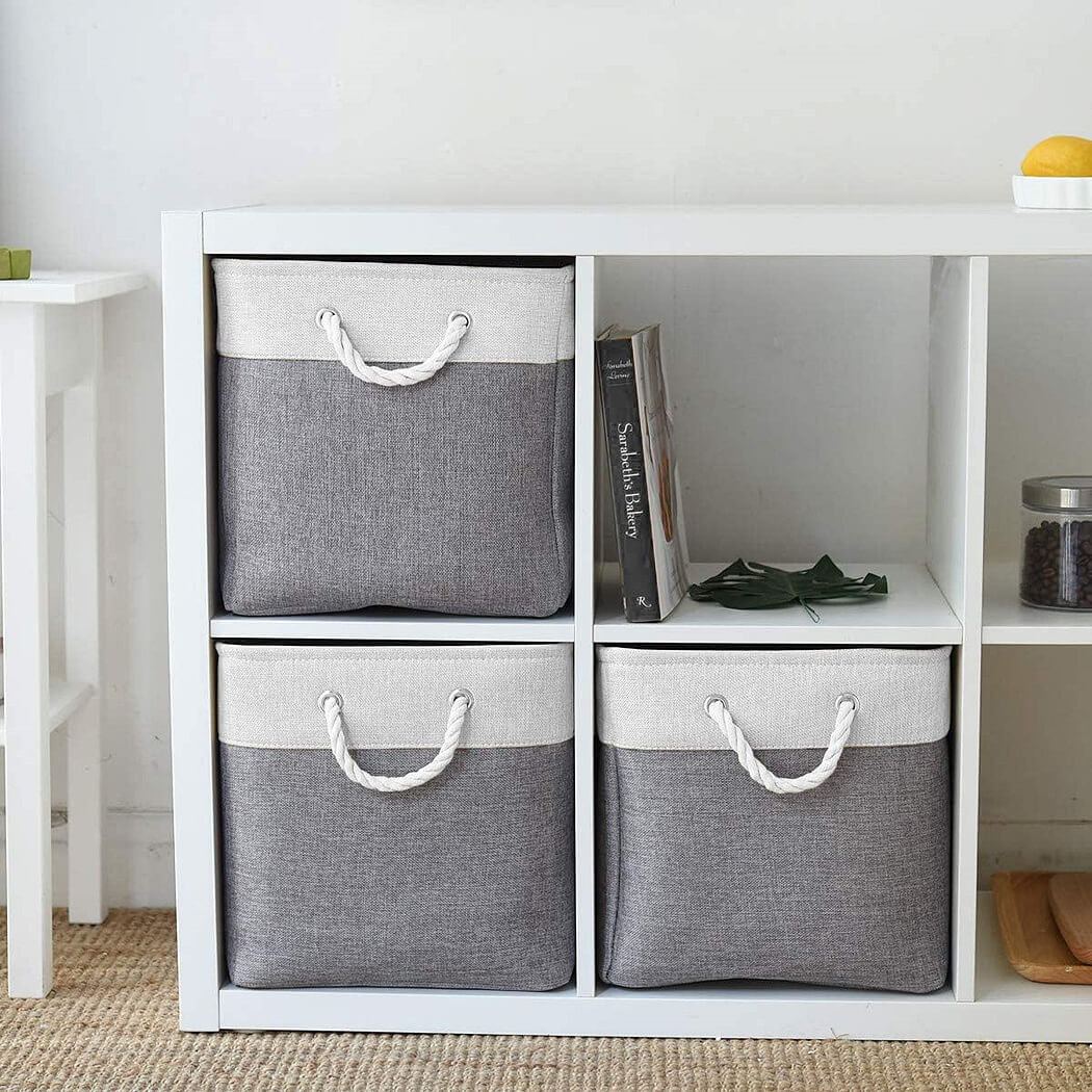 Square Storage Box | EVA Material | Grey & White | 28cm