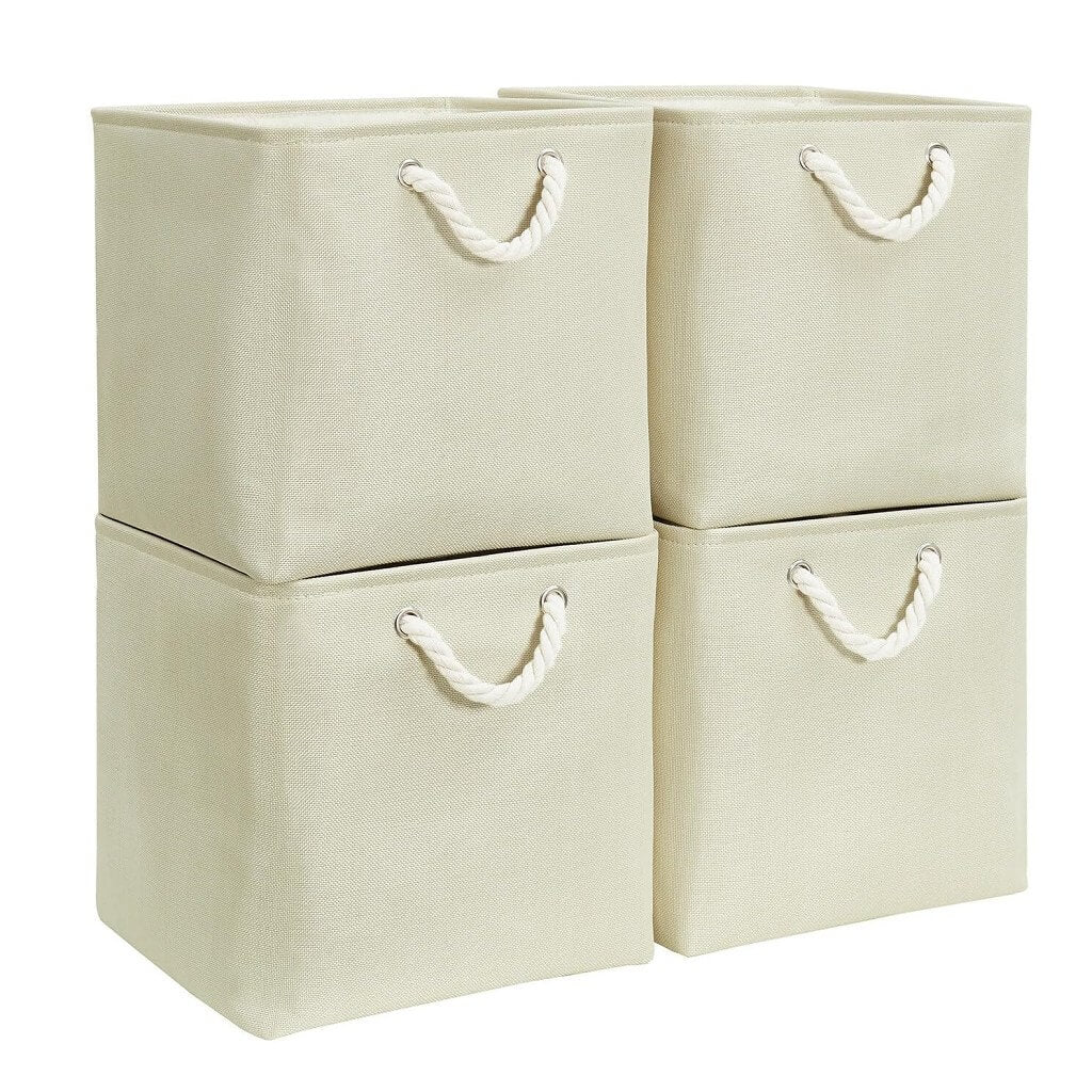Canvas Storage Boxes | Durable Linen Fabric | Light Beige