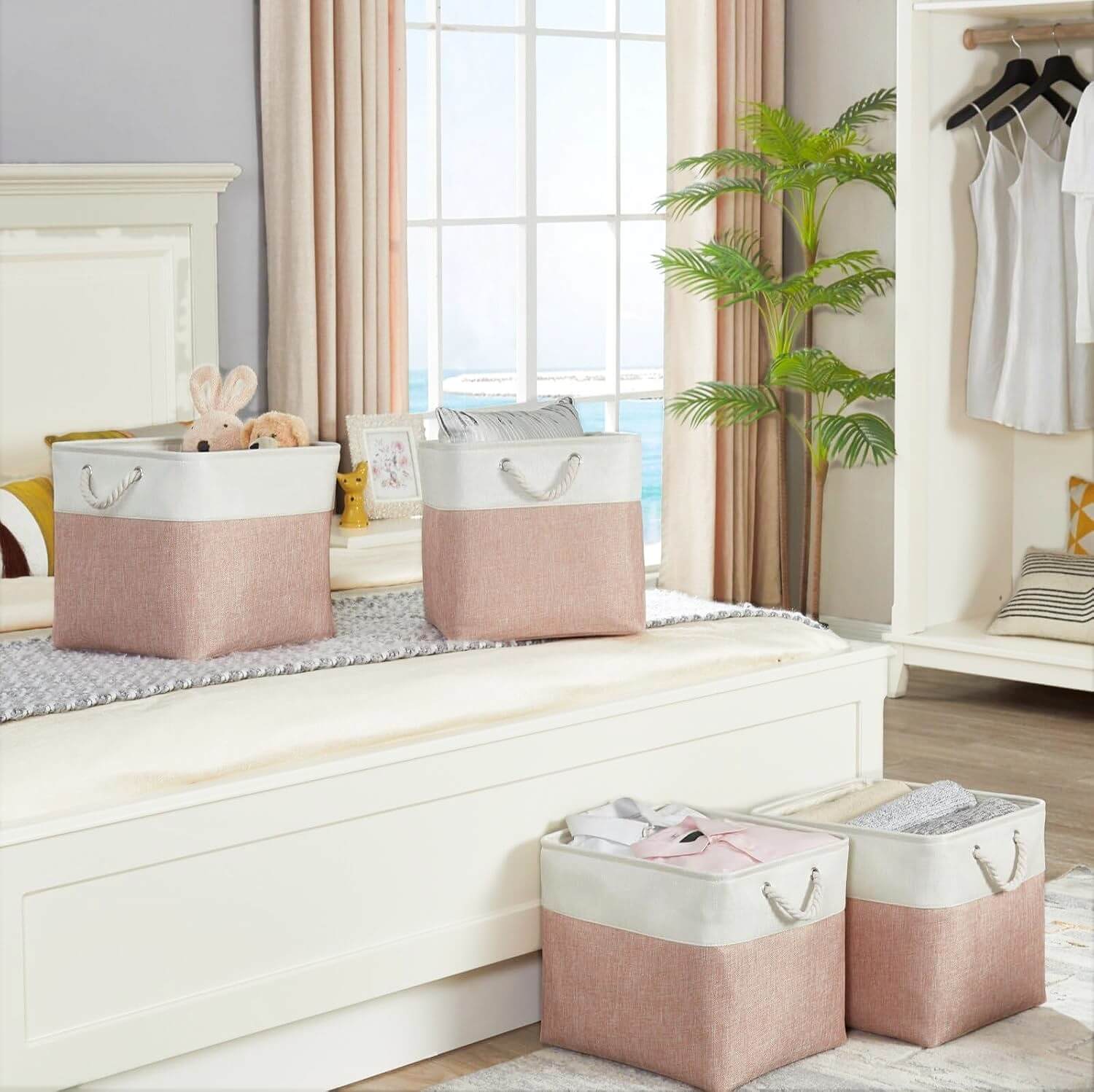 Fabric Storage Cubes | Foldable with Cotton Rope Handles | 25cm x 25cm