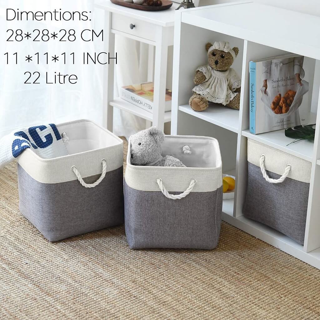 Storage Box | High-Quality Linen & Non-Woven Fabric | 28x28x28cm