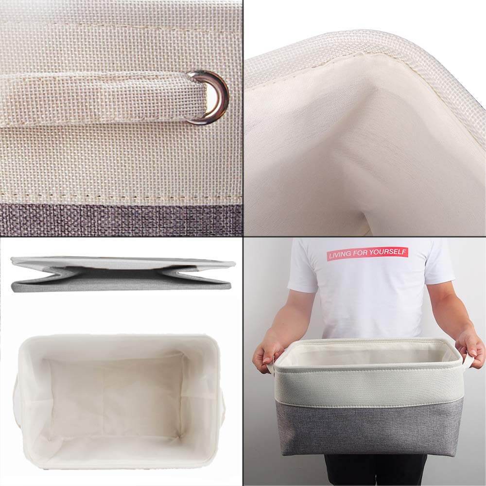 White Grey Fabric Storage Box | Eco-Friendly EVA Material | Multiple Sizes Available