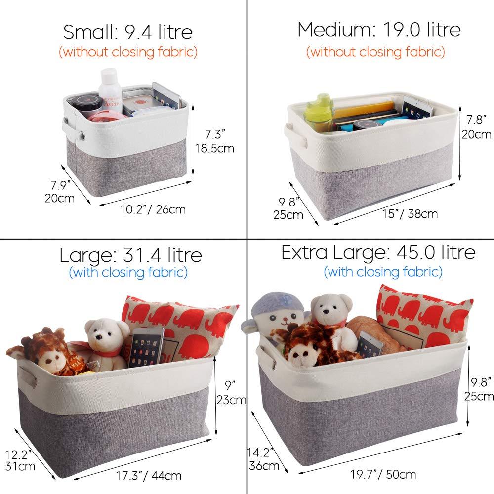 White Grey Fabric Storage Box | Eco-Friendly EVA Material | Multiple Sizes Available