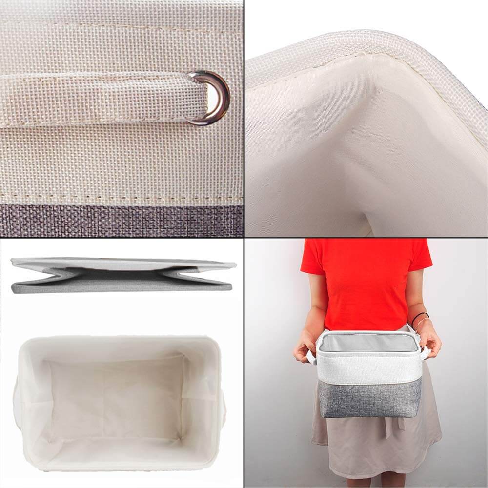 White Grey Fabric Storage Box | Eco-Friendly EVA Material | Multiple Sizes Available