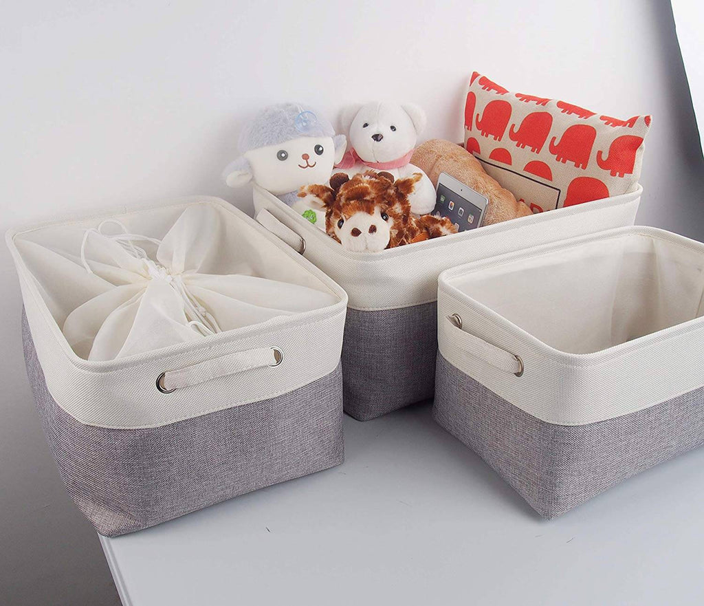 White Grey Fabric Storage Box | Eco-Friendly EVA Material | Multiple Sizes Available