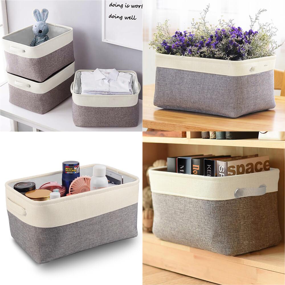 White Grey Fabric Storage Box | Eco-Friendly EVA Material | Multiple Sizes Available
