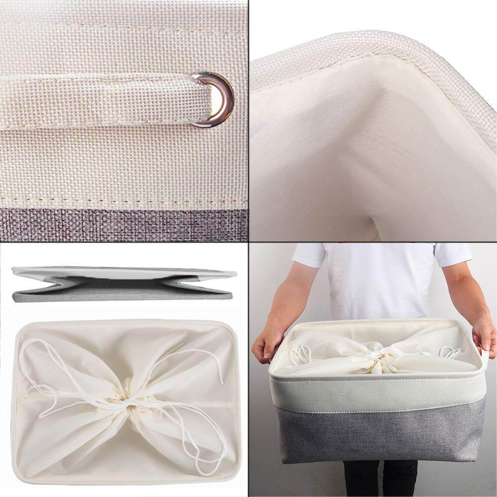 White Grey Fabric Storage Box | Eco-Friendly EVA Material | Multiple Sizes Available