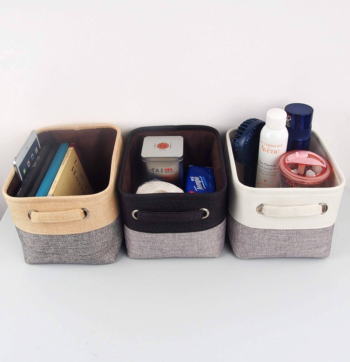 White Grey Fabric Storage Box | Eco-Friendly EVA Material | Multiple Sizes Available