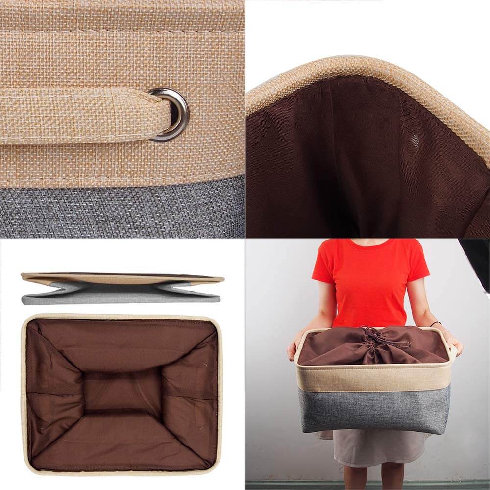 Two-Tone Storage Basket | Eco-Friendly EVA Material | Grey and Beige