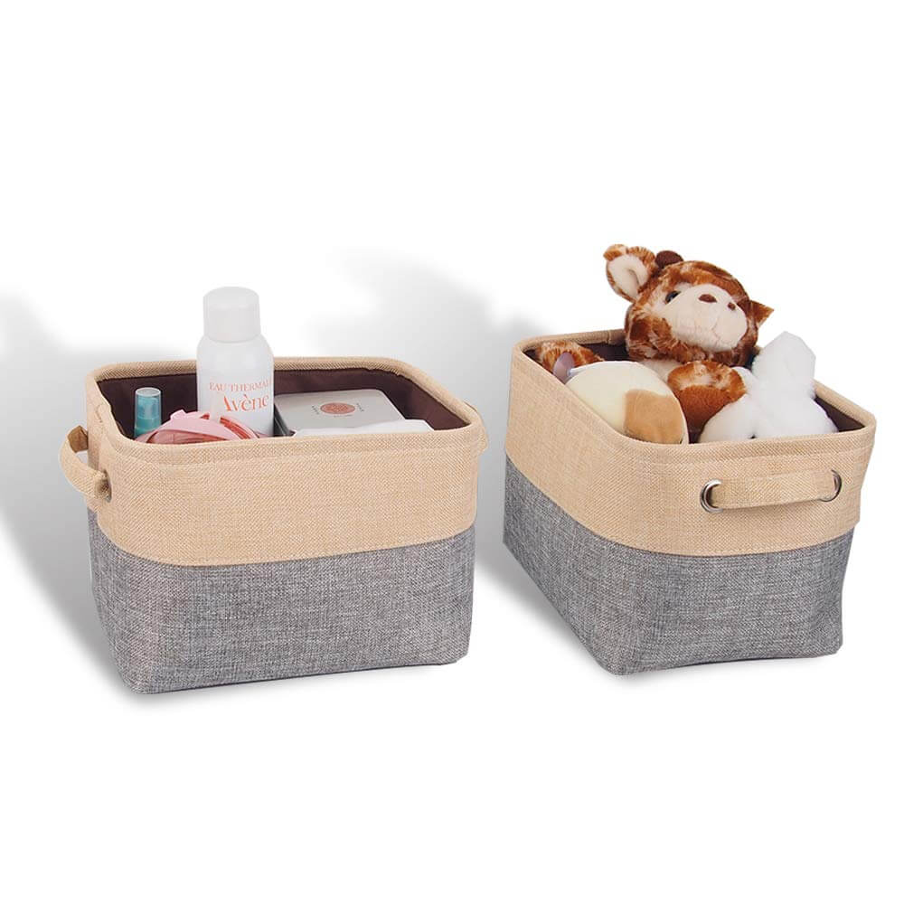 Two-Tone Storage Basket | Eco-Friendly EVA Material | Grey and Beige