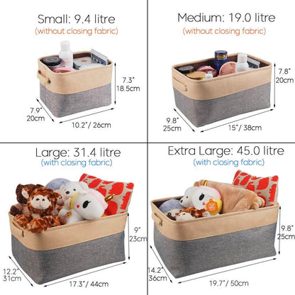 Two-Tone Storage Basket | Eco-Friendly EVA Material | Grey and Beige