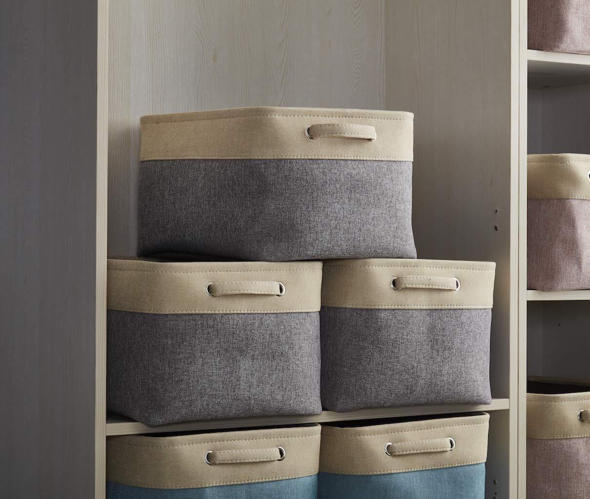Two-Tone Storage Basket | Eco-Friendly EVA Material | Grey and Beige
