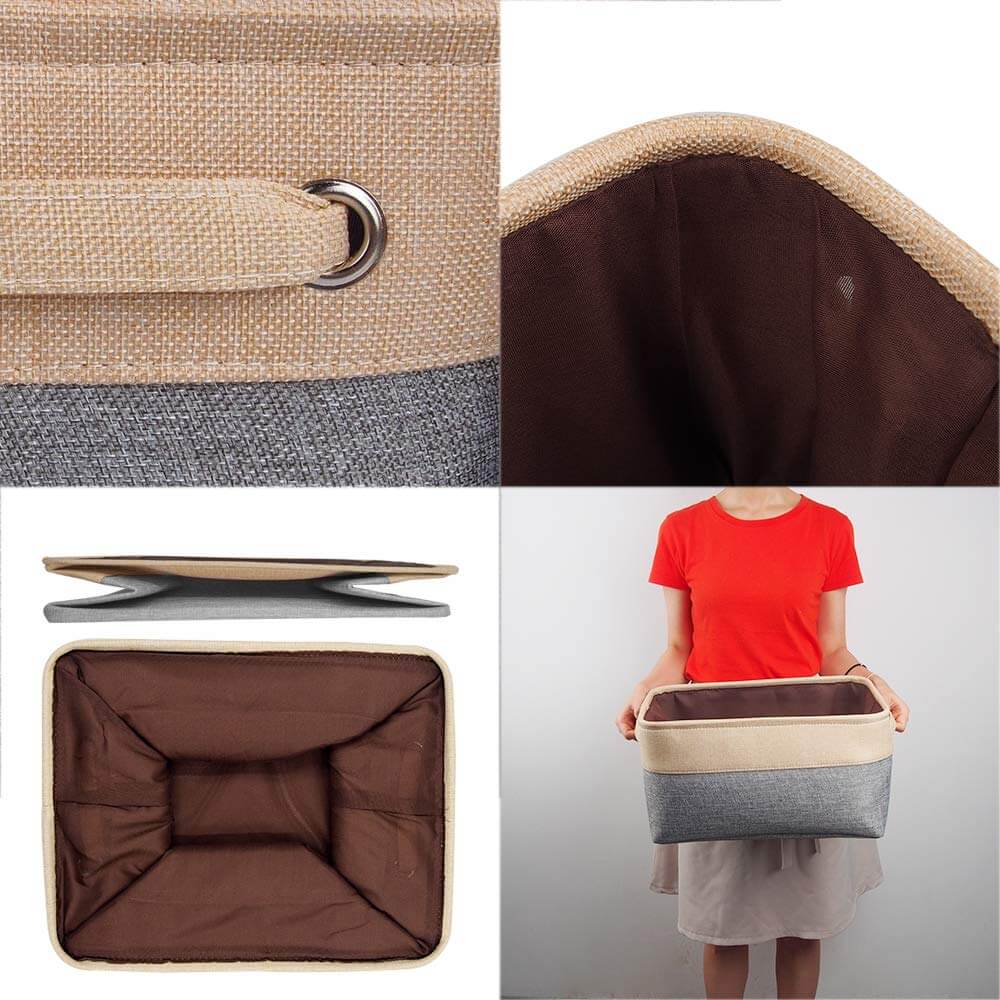 Two-Tone Storage Basket | Eco-Friendly EVA Material | Grey and Beige
