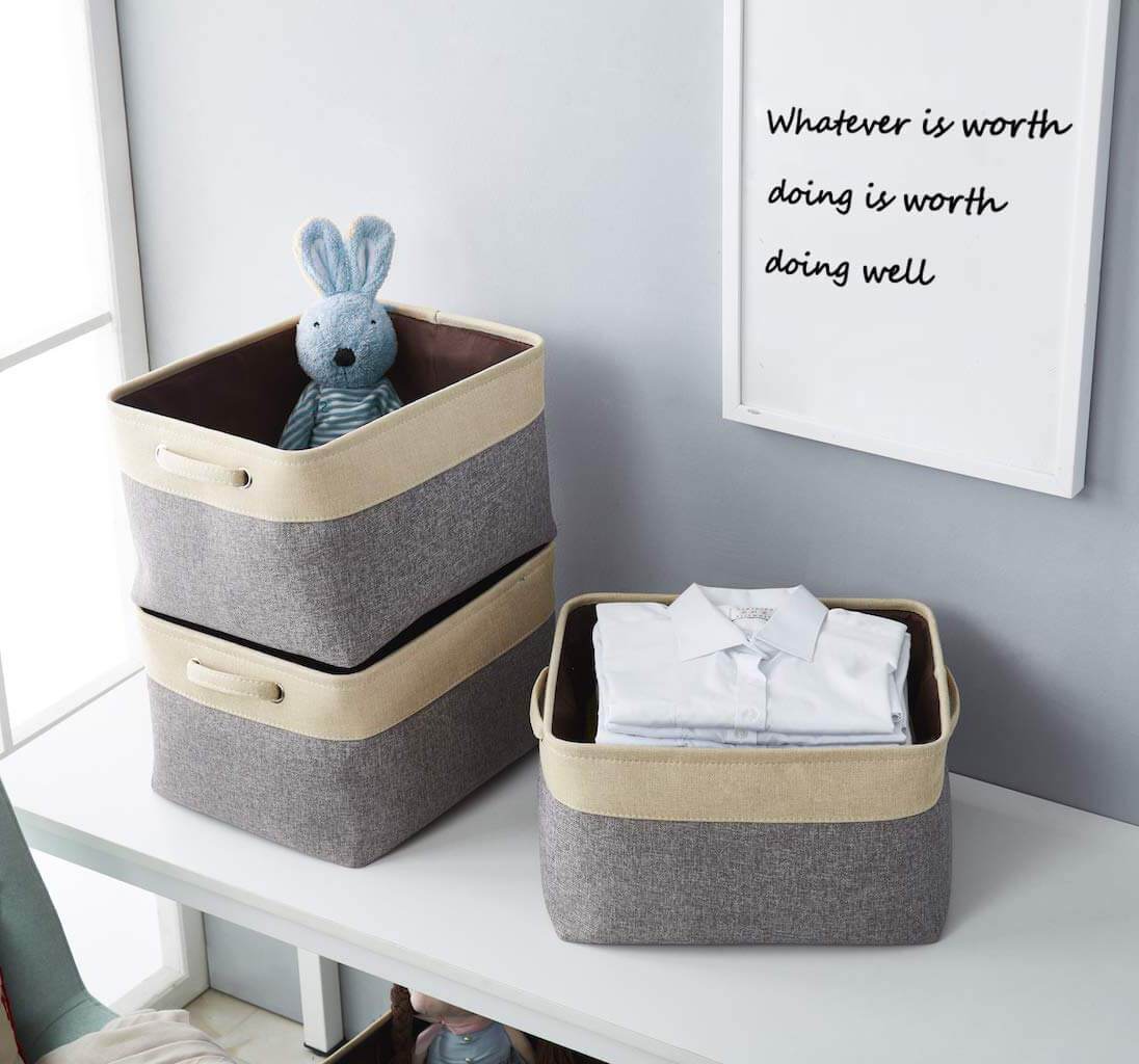 Two-Tone Storage Basket | Eco-Friendly EVA Material | Grey and Beige