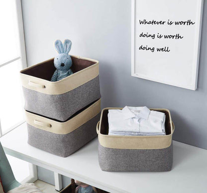 Two-Tone Storage Basket | Eco-Friendly EVA Material | Grey and Beige